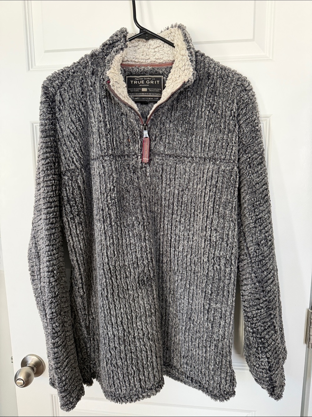 True Grit Women's Charcoal Gray Sherpa Half-Zip Pullover